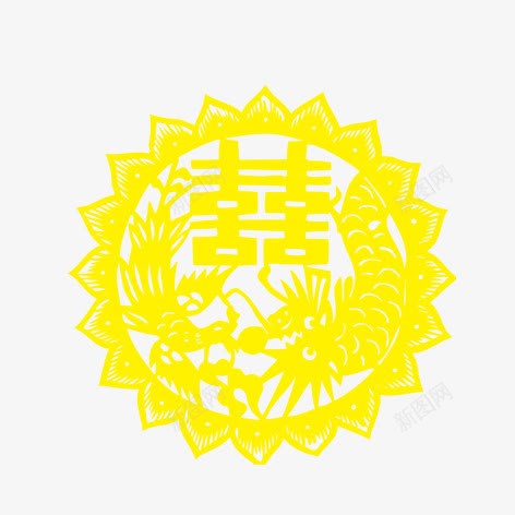 喜字png免抠素材_88icon https://88icon.com 剪纸 窗花 金色喜字