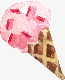 夏季手绘粉色冰激凌素材