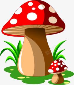 红色卡通蘑菇装饰图案素材