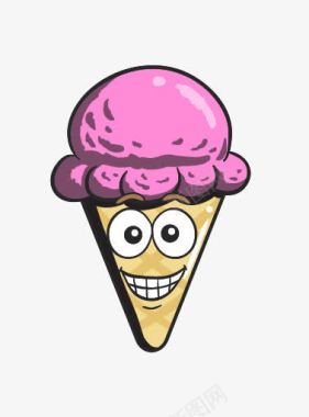 哈密瓜冰卡通锥奶油表情符号冰蛋卷冰淇凌图标图标