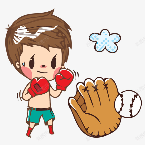 打拳击的男孩png免抠素材_88icon https://88icon.com PNG图形 PNG装饰 卡通 打拳的小孩 拳套 男孩 装饰