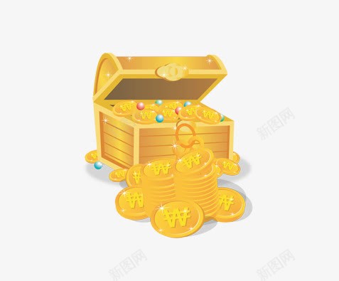 金融png免抠素材_88icon https://88icon.com 聚宝箱 金币