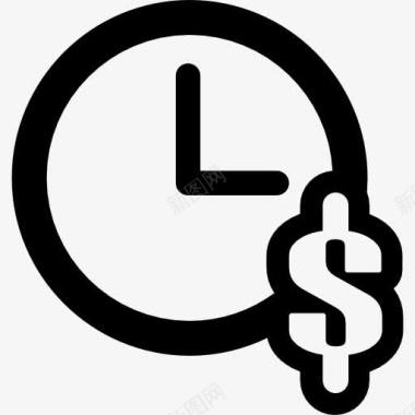 时间标签时钟与美元符号图标图标