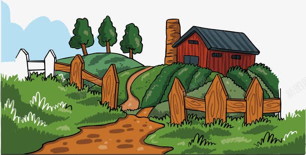 乡下的风景png免抠素材_88icon https://88icon.com 乡下 卡通 小屋 风景