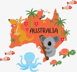 澳洲动物地图素材