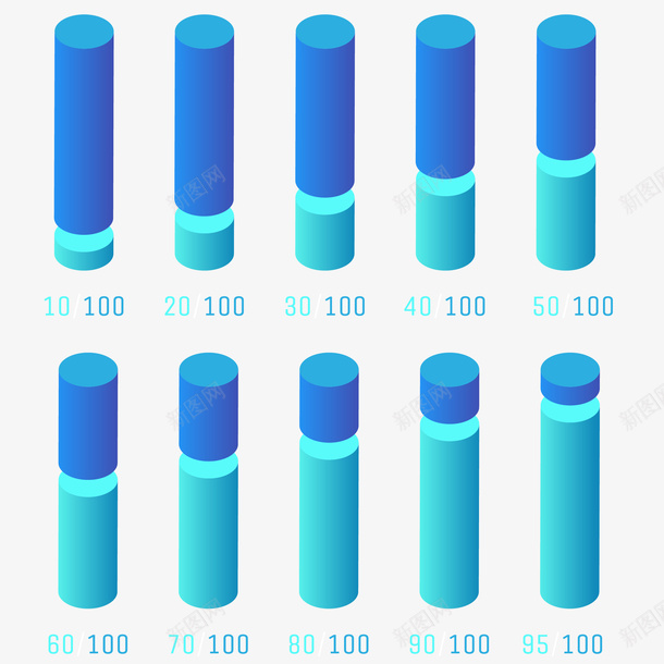 圆柱百分比图表插画矢量图ai免抠素材_88icon https://88icon.com 3D 免抠PNG 图表信息 圆柱 圆柱百分比图表插画 渐变 蓝色 矢量图
