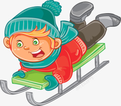 冬季滑雪橇的男孩素材