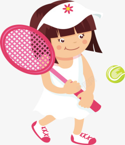 可爱打网球的小女孩矢量图素材