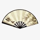 折扇中国风手绘中国风折扇图标图标