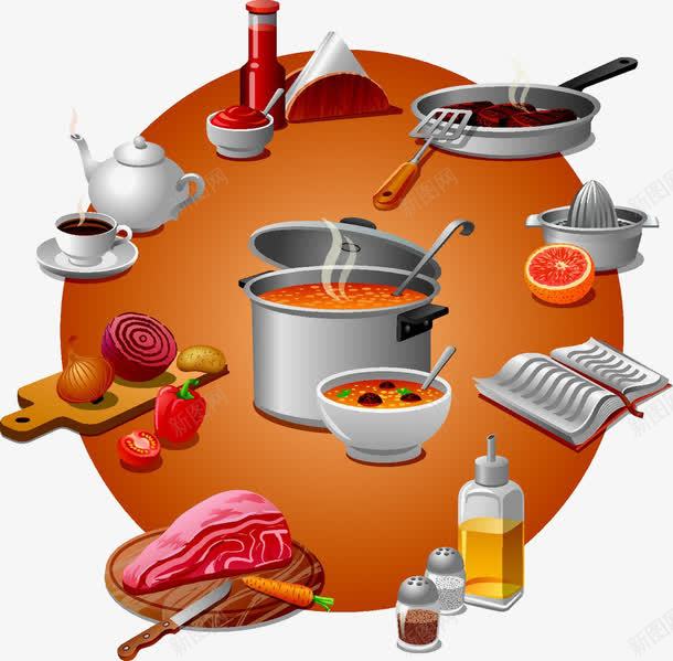 食材与厨具png免抠素材_88icon https://88icon.com 砧板 肉 调味料