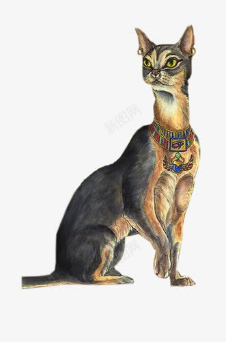 古埃及时期的猫png免抠素材_88icon https://88icon.com 古埃及 埃及 手绘 猫