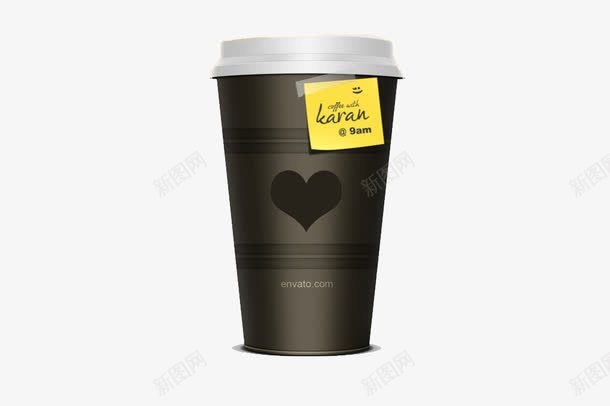 黑色心形咖啡杯png免抠素材_88icon https://88icon.com 创意 咖啡杯设计图 心形咖啡杯 黑色咖啡杯
