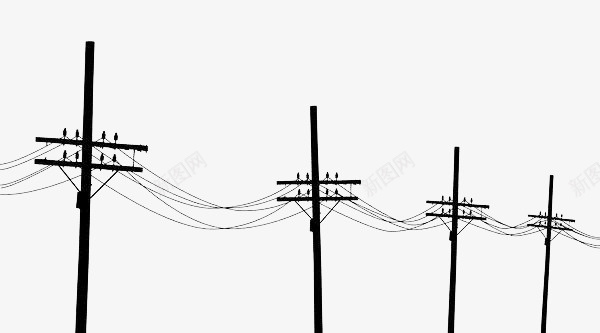 黑色手绘线条电线杆图标图标