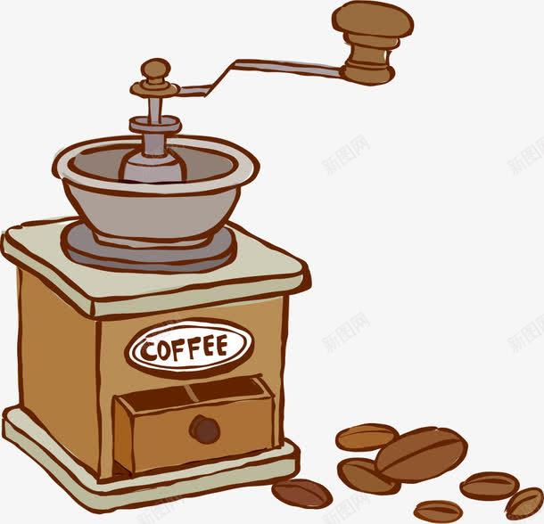 手绘手磨咖啡机矢量图ai免抠素材_88icon https://88icon.com 咖啡机 咖啡豆 手磨 手绘 矢量图
