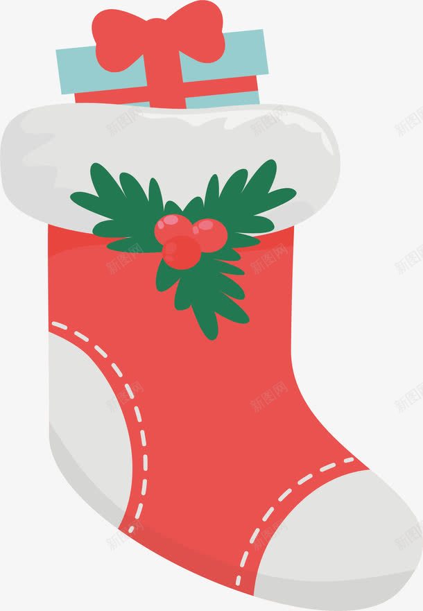 圣诞节红色圣诞礼物袜png免抠素材_88icon https://88icon.com 圣诞礼物 圣诞节 圣诞袜 矢量png 礼物袜 红色圣诞袜