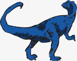 抽象艺术蓝色恐龙走错路素材