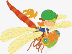 蜻蜓和小孩矢量图素材