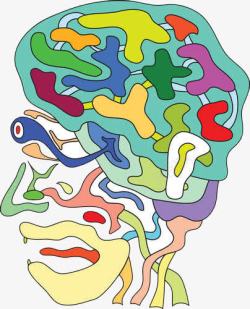 彩色创意大脑示意图素材