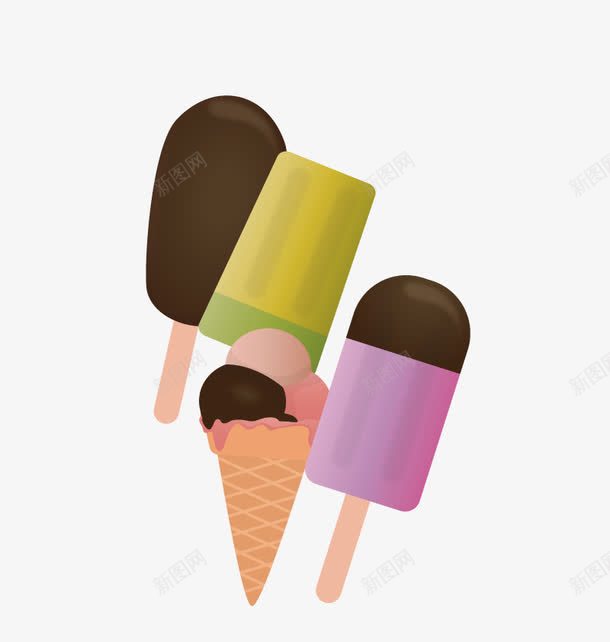 雪糕冰棍png免抠素材_88icon https://88icon.com 冰淇淋 口味 巧克力 甜筒