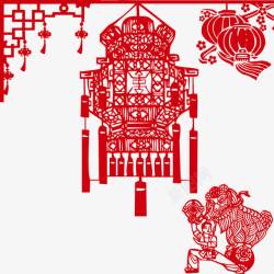 红灯笼剪纸素材