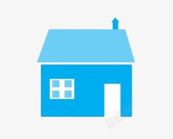 蓝色清新扁平化房屋图案素材