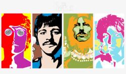 披头士乐队四人肖像个性涂鸦素材