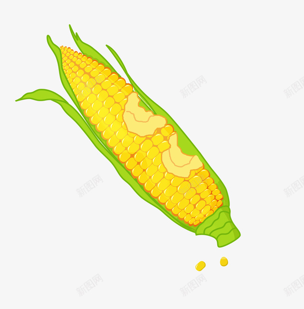 手绘卡通黄色玉米png免抠素材_88icon https://88icon.com 啃过的玉米 杂粮 甜玉米 美食 食材 食物