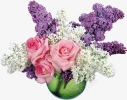粉色白色紫色花束素材