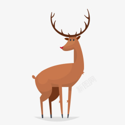 咖啡色卡通野生动物鹿矢量图素材