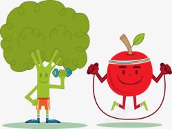 水果哑铃卡通插画高清图片