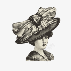 戴着礼帽的女人画像矢量图素材