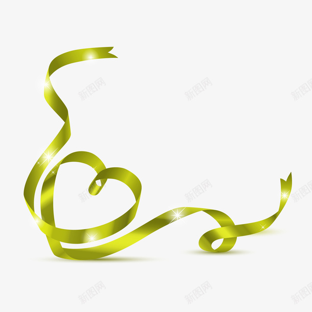 绿色简约爱心绸带装饰图案png免抠素材_88icon https://88icon.com 免抠PNG 爱心 简约 绸带 绿色 装饰图案