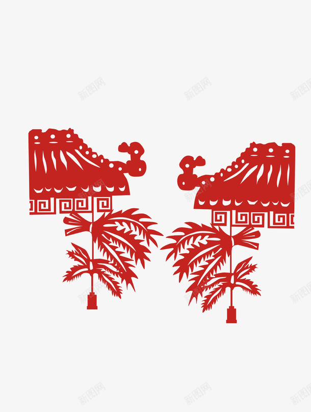 红色剪纸门头矢量图eps免抠素材_88icon https://88icon.com 剪纸艺术 矢量剪纸 红色剪纸 门头 矢量图