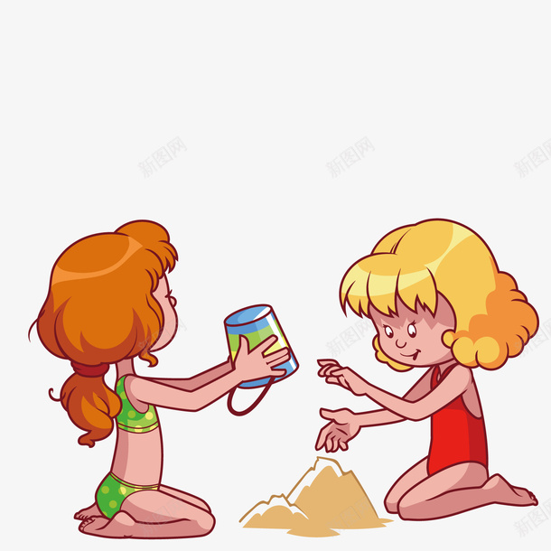 玩沙子的小女孩矢量图ai免抠素材_88icon https://88icon.com 女孩 沙子 玩耍 矢量图
