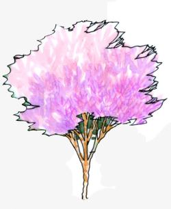 粉紫色树叶景观装饰素材