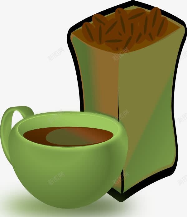 绿色咖啡杯子png免抠素材_88icon https://88icon.com 卡通 咖啡杯 手绘 绿色杯子