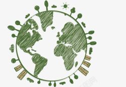 绿色保护地球环境手绘素材