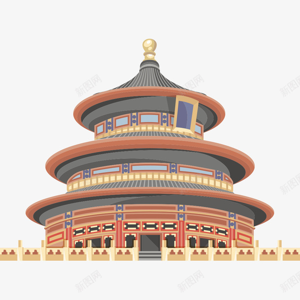 卡通古建筑png免抠素材_88icon https://88icon.com 卡通 古塔 手绘 红色 黄色