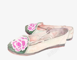 白色中国风绣花鞋装饰图案素材