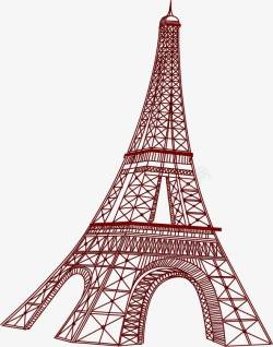 手绘巴黎铁塔矢量图素材