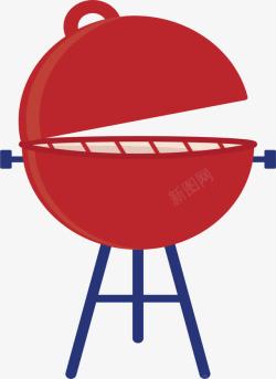 红色卡通烧烤烤锅矢量图素材