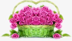 竹篮里的粉色玫瑰婚礼素材