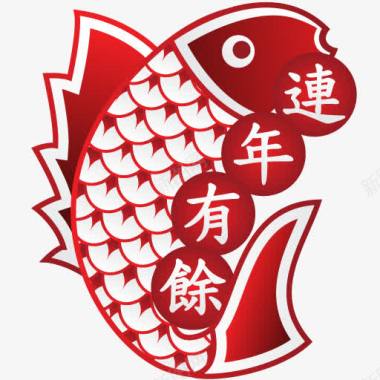 新年窗花肾小球囊性肾病鱼中国新年的图标图标