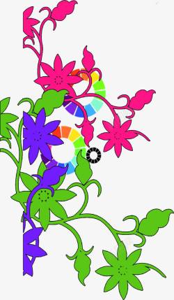 彩色唯美卡通手绘花朵植物素材