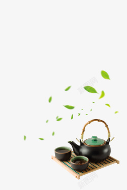 茶杯茶壶古风树叶茶壶茶杯高清图片