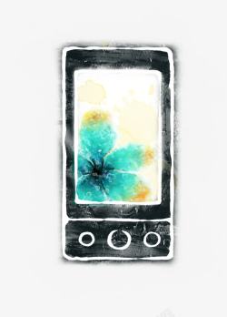 手机抽象水彩花朵素材