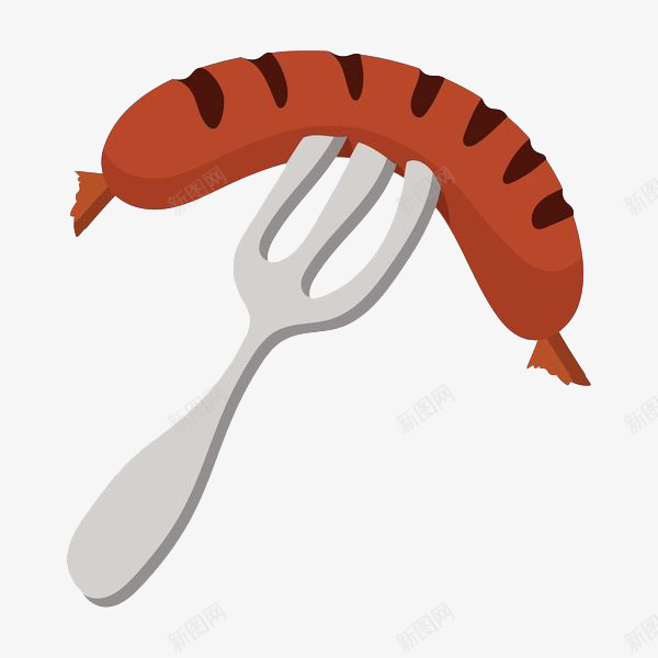手绘卡通烤香肠png免抠素材_88icon https://88icon.com 加工食品 卡通手绘 叉子 手绘烤肠 烤肠 烤香肠 肉食 荤菜