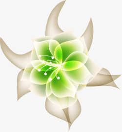 手绘绿色透明花朵图案矢量图素材