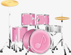 手绘粉色架子鼓素材