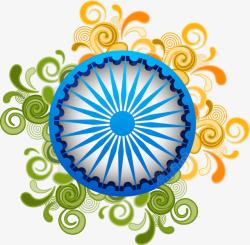 印度法轮与花纹背景素材